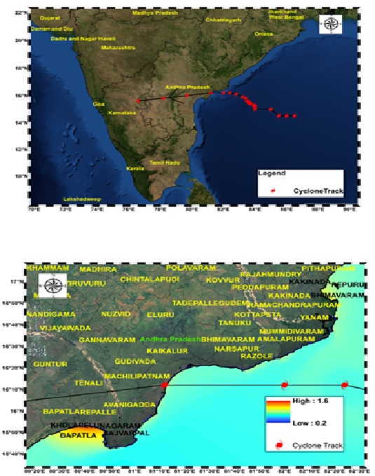 Cyclone Track and Inundation extent map