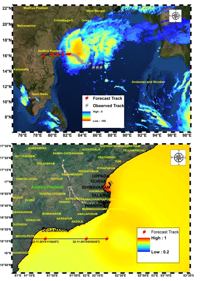 Cyclone Track and Inundation extent map