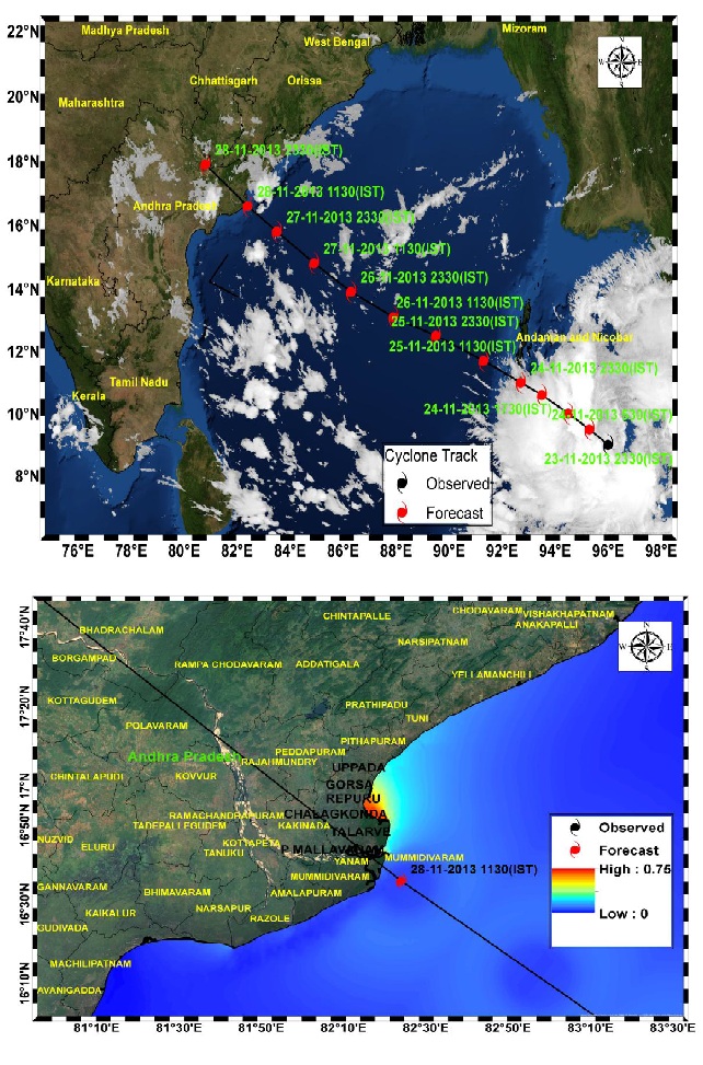 Cyclone Track and Inundation extent map