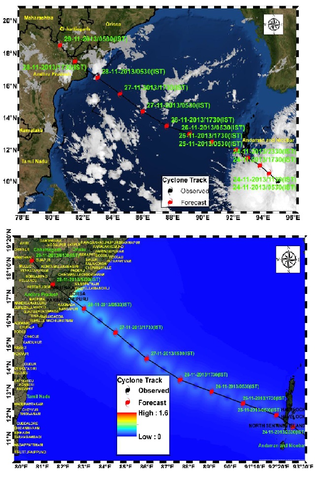 Cyclone Track and Inundation extent map