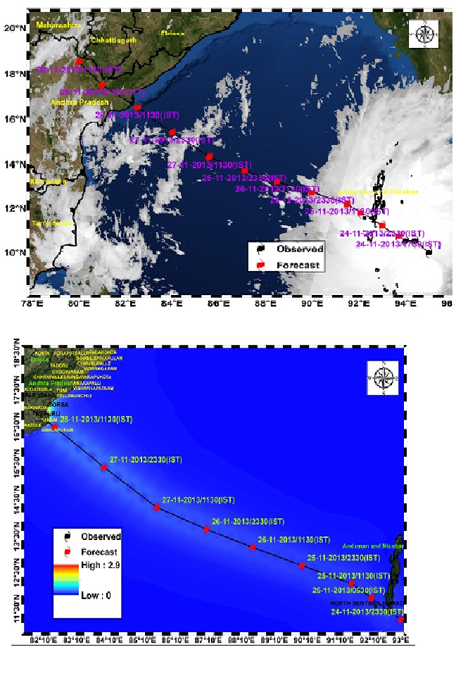 Cyclone Track and Inundation extent map