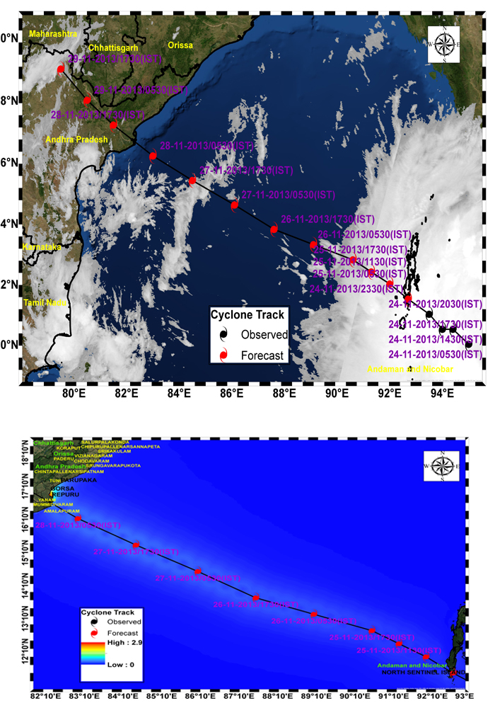 Cyclone Track and Inundation extent map