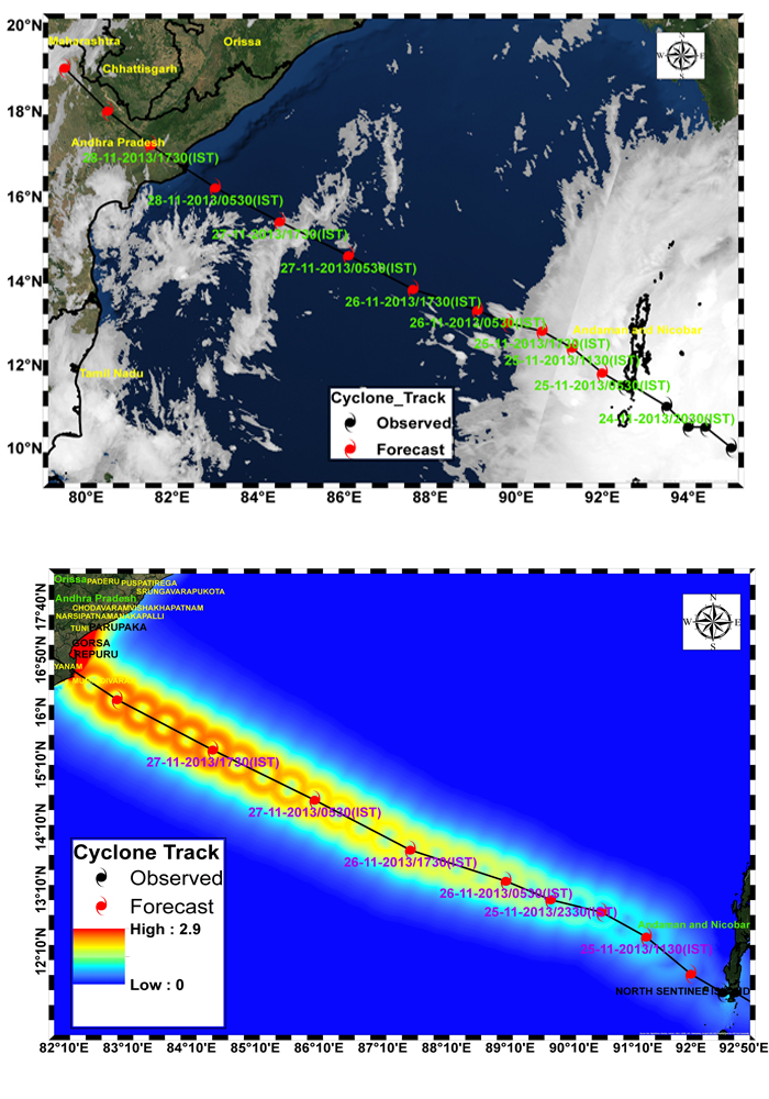 Cyclone Track and Inundation extent map