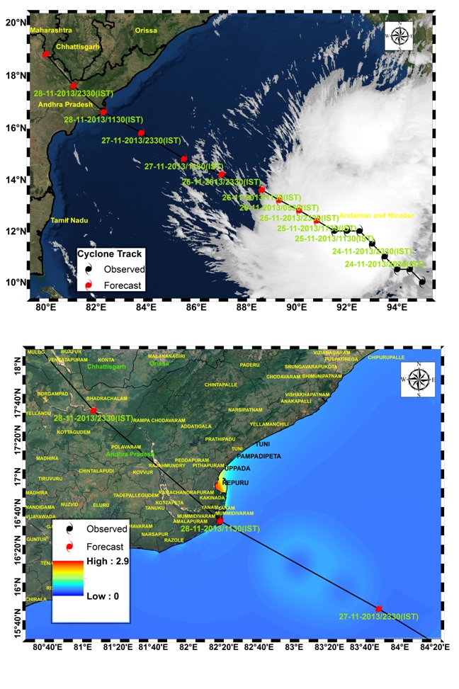 Cyclone Track and Inundation extent map