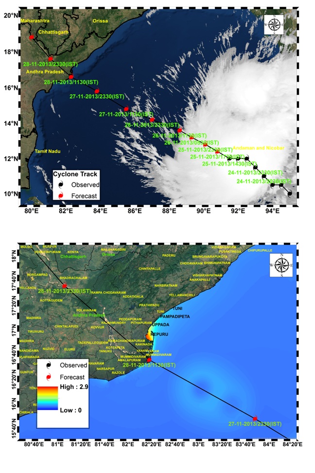 Cyclone Track and Inundation extent map