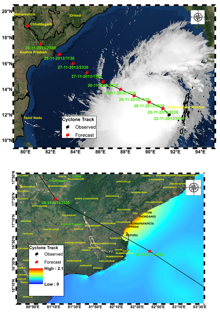 Cyclone Track and Inundation extent map