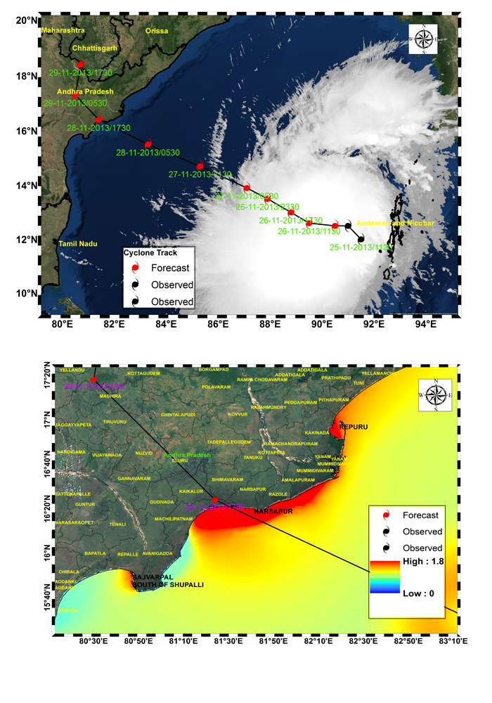 Cyclone Track and Inundation extent map