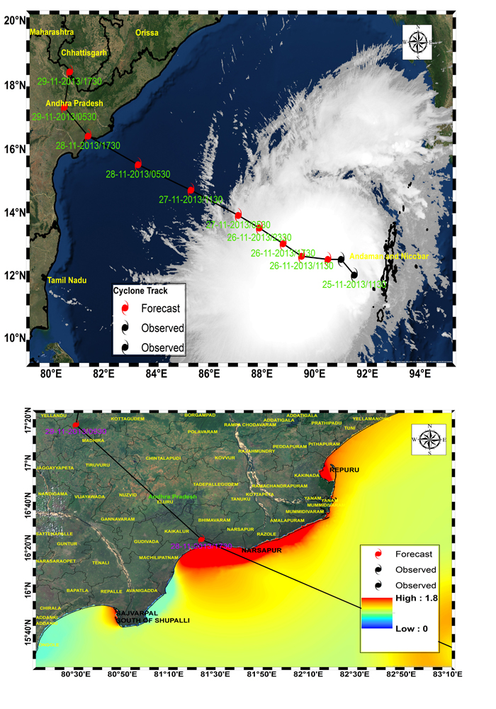 Cyclone Track and Inundation extent map